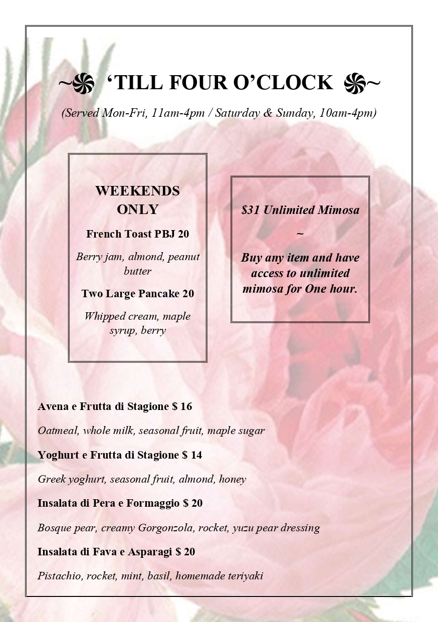 Menu - Milk and Roses Restaurant