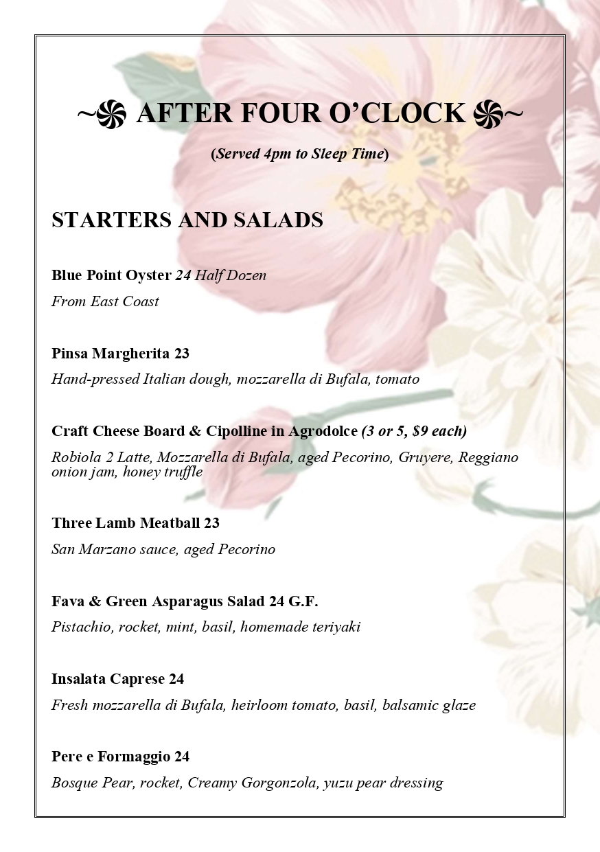 Menu - Milk and Roses Restaurant
